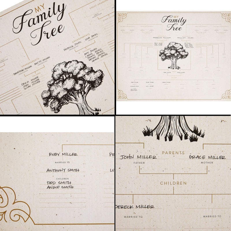Okuna Outpost Family Tree Charts for Wall & Scrapbook - 17 x 22 in, Multicolor, 15-Pack - Fillable Family Tree Starter Kit & Genealogy Charts to Fill In - Image 5